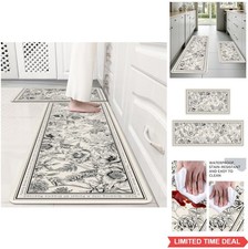 Kitchen Rug Set 2 Piece Runner 17x29 17x47 Waterproof Non Slip Anti Fatigue PVC