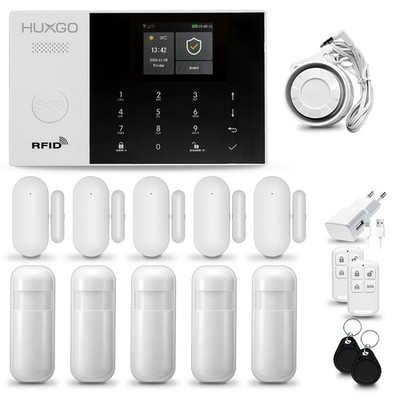 HXA005 Alarmanlage Haus WiFi + GSM 4G mit Sirene,5x PIR-sensor,5x Fensteralarm