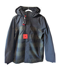 Pendleton Mens Jacket Hooded Softshell Black Green Plaid Size Medium M