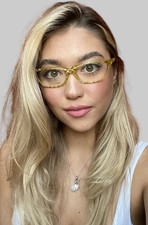 New Vintage ALAIN MIKLI AL 08820008 54mm Yellow Cat Eye Women Eyeglasses Frame
