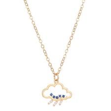 MYANAIL Gold Cloud Pendant Necklace for Women Zircon Raindrop Small,