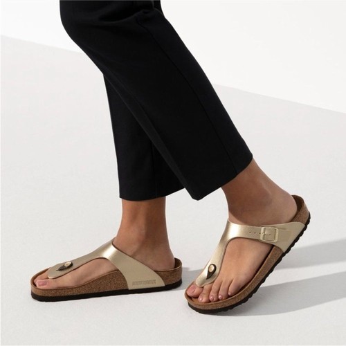 Sandali Birkenstock Gizeh oro punta tanga misura 38 US 7-7,5 reg/wide usati in ottime condizioni
