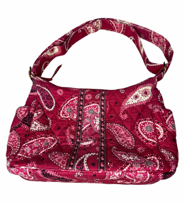Vera Bradley Mesa Red Paisley Quilted Cotton Shoulder Bag Hobo Purse Retired