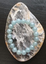 10mm Blue Teal Dyed Colored Chalcedony Crystal Beaded Bracelet 7" Stretchy