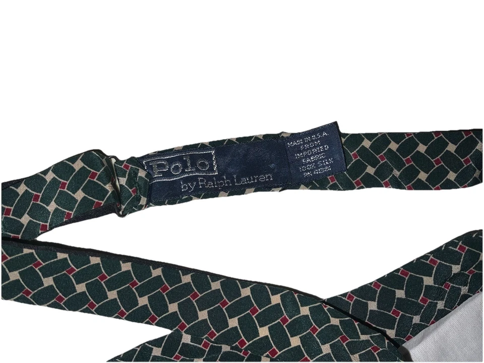 Polo Por Ralph Lauren Todo Verde Seda Hombres Auto Pajarita M En EE. UU. PVGC Foto 2 de 3