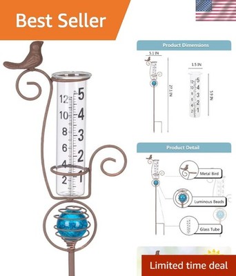 27'' Stylish Outdoor Rain Gauge with Luminous Beads - Ideal for Any Garden