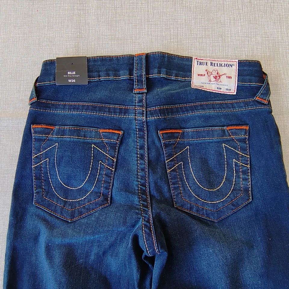 True Religion Billie Mid Rise Straight Women’s Jeans Size 26 Blue - Image 4 of 4
