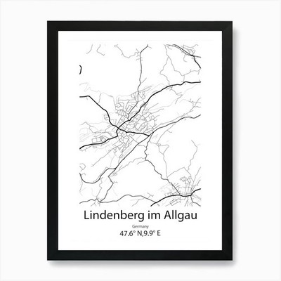 Lindenberg Im Allgau,Germany Minima Framed Wall Art Poster Canvas Print Picture