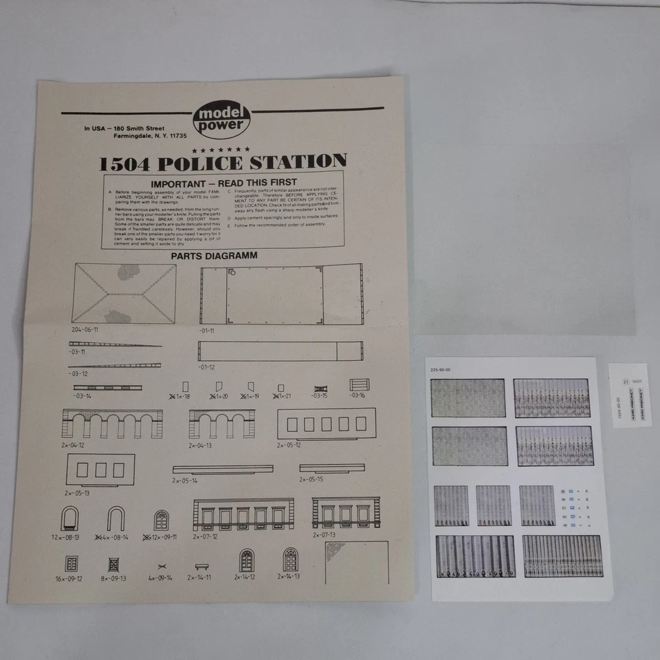 Model Power Police Station N Scale No. 1504 Model Kit Complete With Box - Immagine 3 di 4