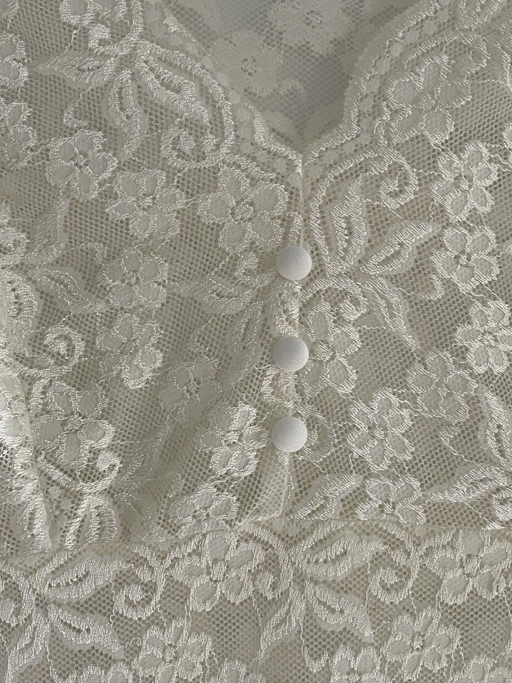 Elementz Babydoll Y2K Lace Top Large Ivory Stretch Coquette Fairycore Romantic - Image 2 of 4