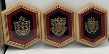 Vtg Andrew Kolb Son Hexagon Wall Plaque Trio Set Heraldic Crest Mid Century NY⁠