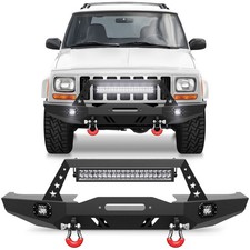 Steel Front Bumper For 1984-2001 Jeep Cherokee Xj Wled Lights Winch Plate Steel Front Bumper For 1984-2001 Jeep Cherokee Xj Wled Lights Winch Plate