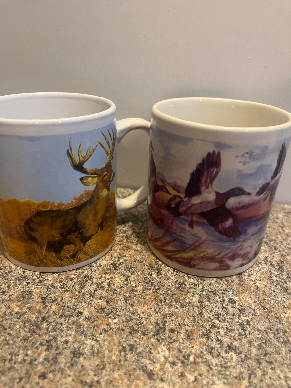 Ceramic Mug with Scenic Wildlife Print- Deer and Wood Ducks