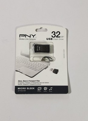 PNY 32GB Micro Sleek Attache USB Flash Drive FDD Thumb P-FDU32GSLK/GRY-G 64GB