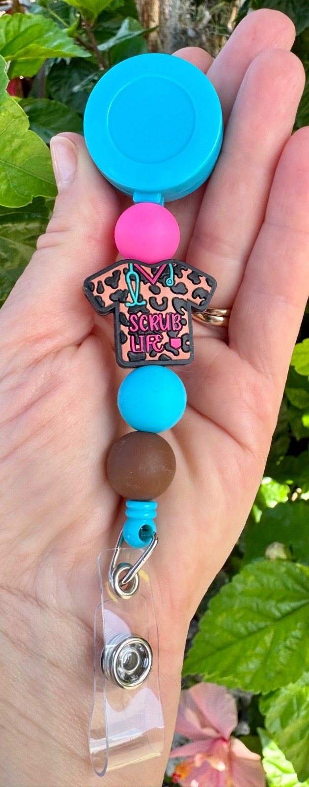 Blue Pink Brown Animal Print