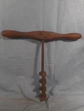 1-7/8" Primitive Antique 19" Auger Barn Farm Tool  vintage estate find