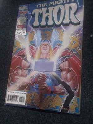 Thor #475 foil embossed lightning NM bagged unread with board Marvel variant