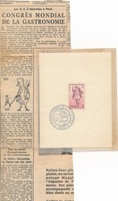 France 1953 N° 943 Gargantua Salon de la Gastronomie signé du graveur Cheffer