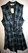 Hybrid & Company Ladies Navy-Red-Gray Plaid Vest Size XL Made in USA New w/ Tag