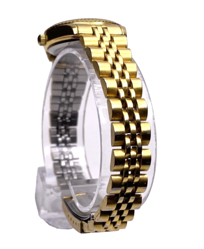 BENRUS VINTAGE LADIES 12 GENUINE DIAMONDS BLACK DIAL GOLD TONE BRACELET ~ RARE! - Picture 8 of 15