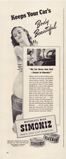 Print Ad Simoniz Car Wax 1940 Body Pin Up GGA Half-Page Magazine 5"'x12"