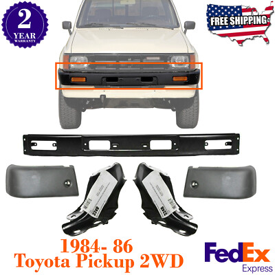 Front Bumper Black + Brackets + End Caps For 1984-1986 Toyota Pickup ...