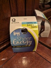 L'eggs Sheer Energy Control Top Medium Support Leg Sheer Tights In Jet Black Q