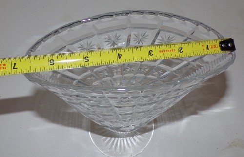Vintage Fan Vase Chrystal Glass SQUARES& STARBURST PATTERN - Picture 12 of 13