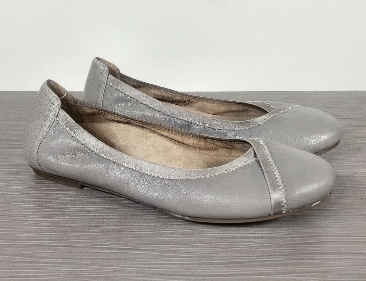 Vionic Caroll Flat Light Grey Leather Womens Size 8 39 eBay