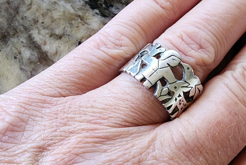 Retired James Avery St. Francis Loves The Animals Deer Bird Ring Size 9