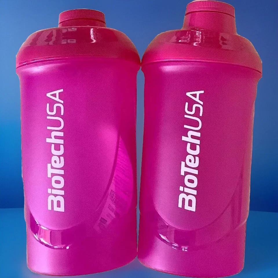 BioTech USA 2 Eiweis Shaker Wave Protein Mixer m.Sieb Eiweiß 600 ml Füllmenge