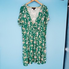 Forever 21+ Women's 3X Green Floral Wrap Style Midi Dress