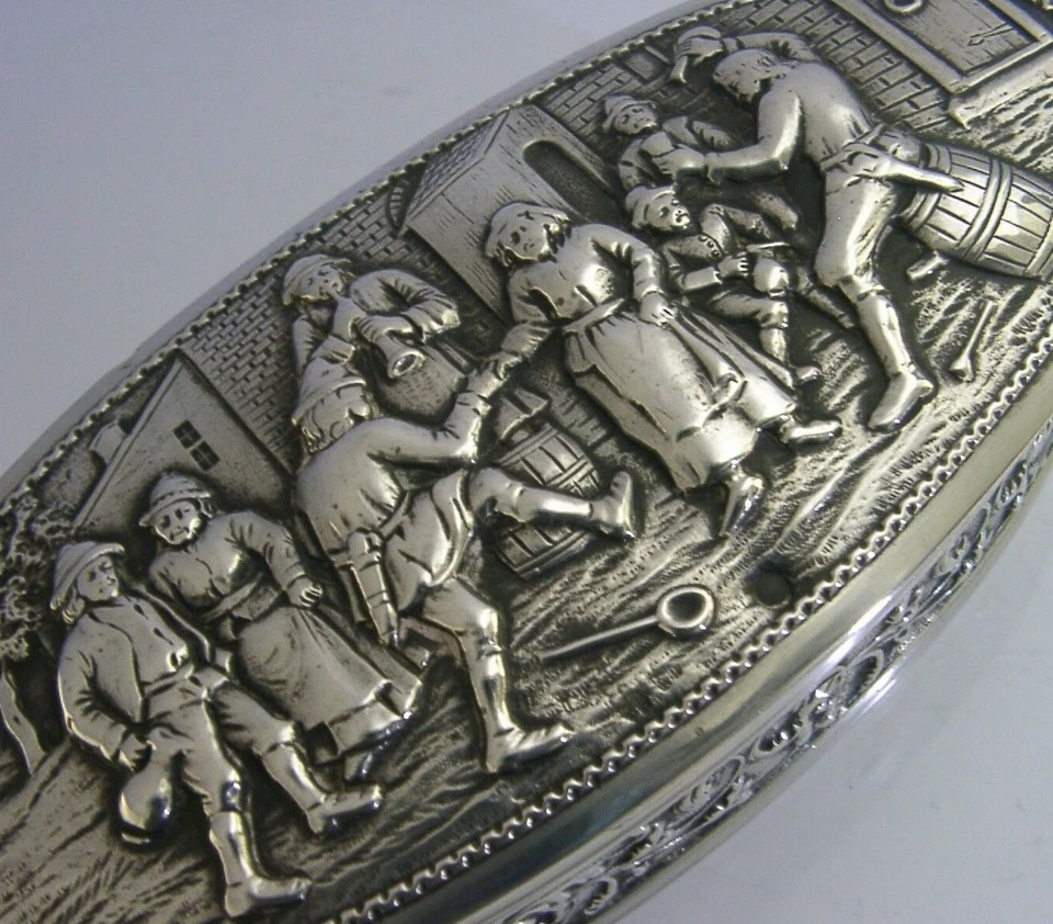 RARE LARGE DUTCH SOLID SILVER TABLE TRINKET DESK BOX 1914 ANTIQUE 162g - Image 2 of 4