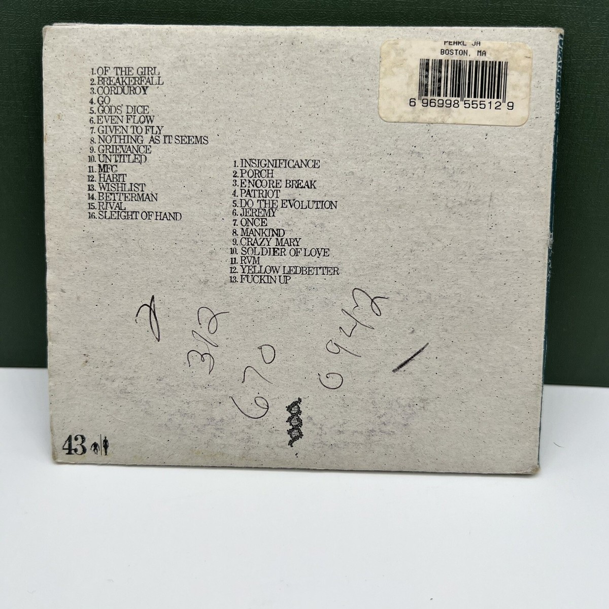 Pearl Jam Live CD Set 43 Boston MA August 29, 2000 Official