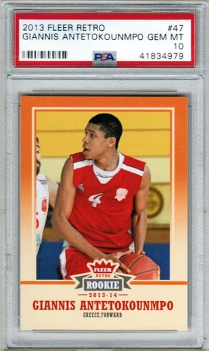 2013-14 Fleer Retro 47 Giannis Antetokounmpo RC PSA 10  💎75th Anniversary Team