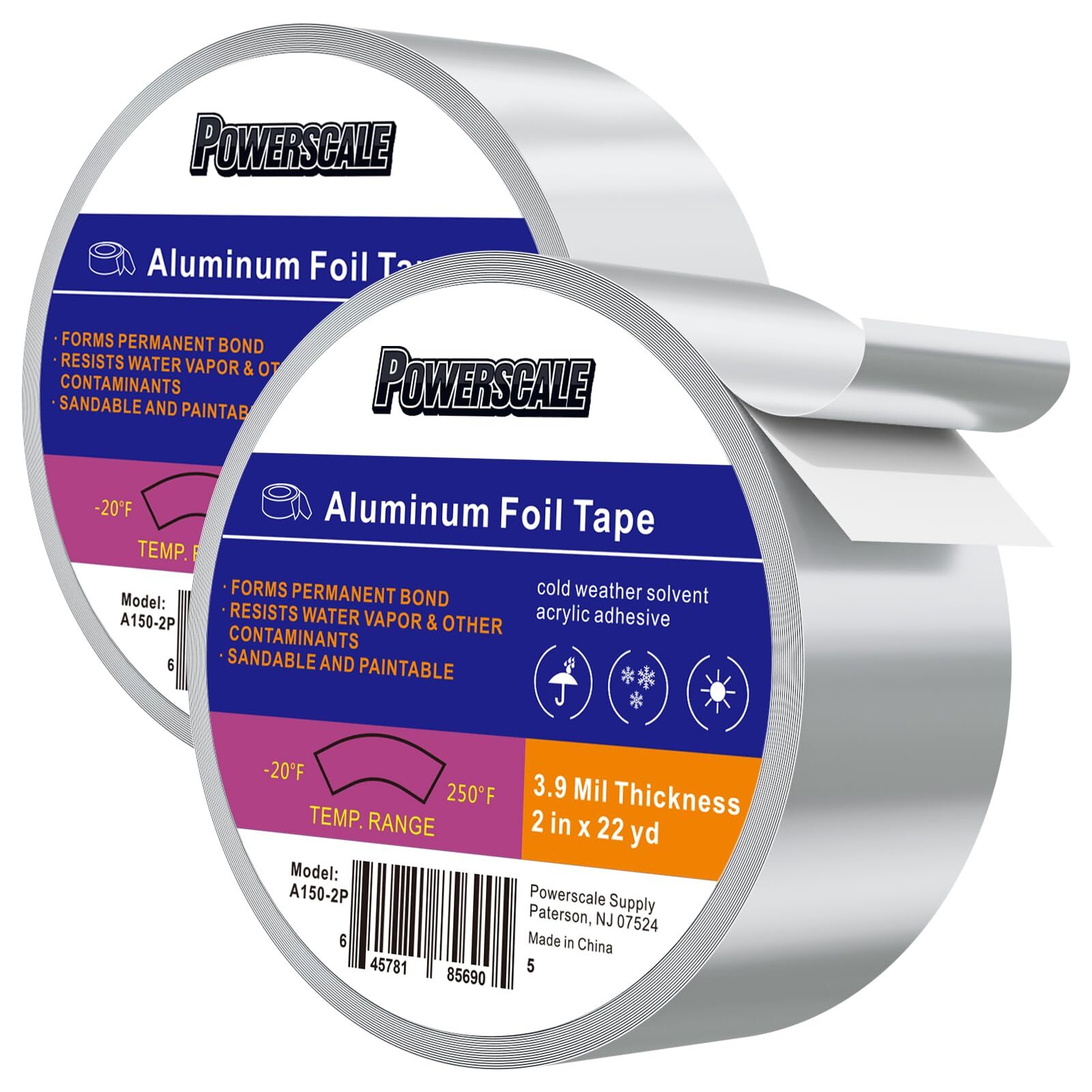 PowerScale Nastro Alluminio Adesivo 50mmx20m nastro adesivo impermeabile, (C7m)