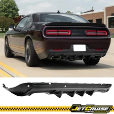Fits 15-23 Dodge Challenger V3 Style Rear Bumper Lip Diffuser Matte Black PP