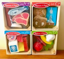 MELISSA DOUG FUN FOOD TIKES 4 WOOD FOOD GROUPS NEW SEALED 21 PC WOOD CRATES