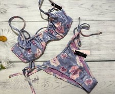 Victoria's Secret Swim Ruched Wicked Top Brazilian String Bikini Set Floral