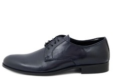 Men's Elegant Blue Leather Derby Shoes Made in Italy