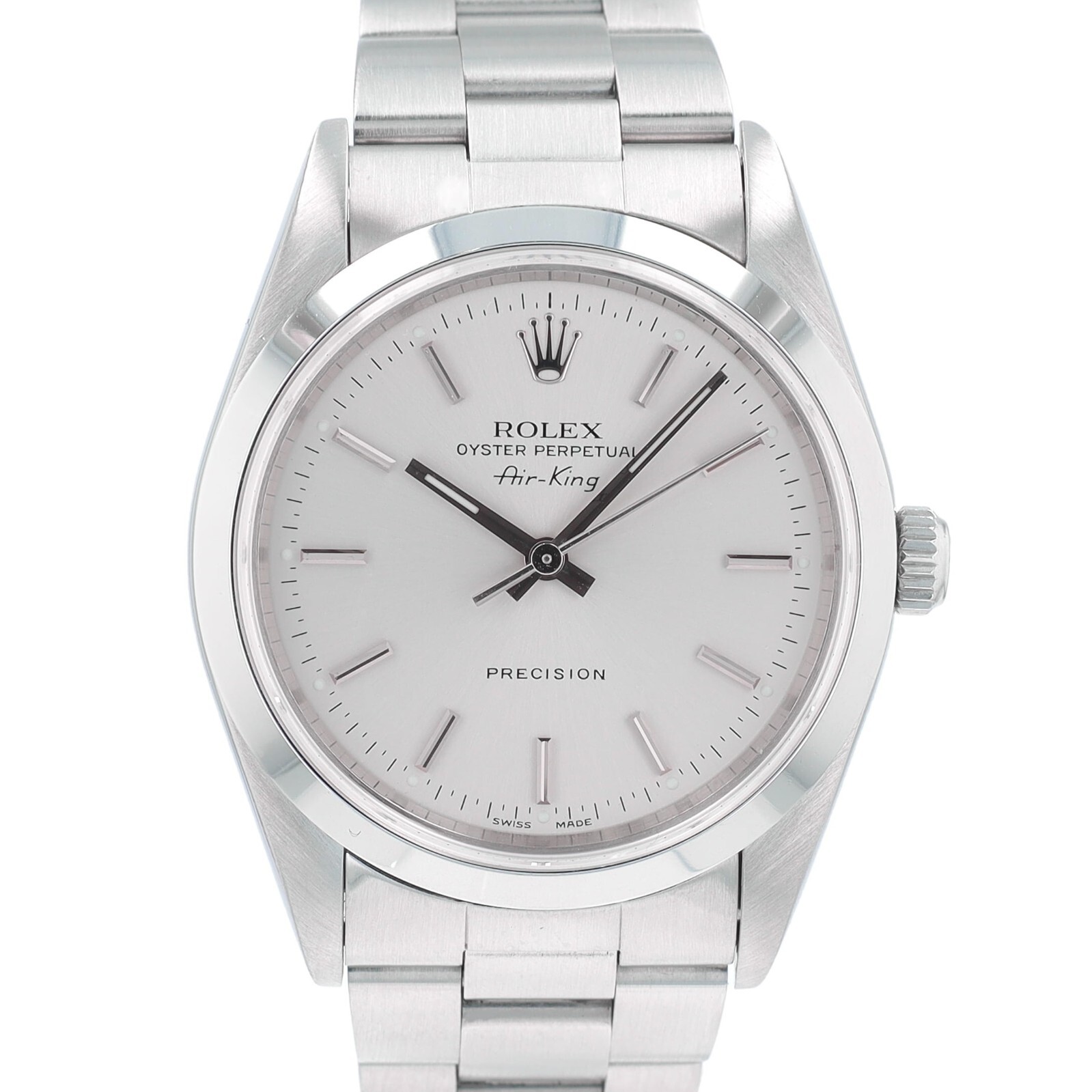 Rolex Air-King 34mm Steel Silver Index Dial Smooth Bezel Oyster Bracelet 14000