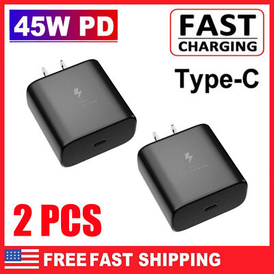 2x 45W Type USB C Super Fast Wall Charger For Samsung S22 Ultra S22+ S21 Note20