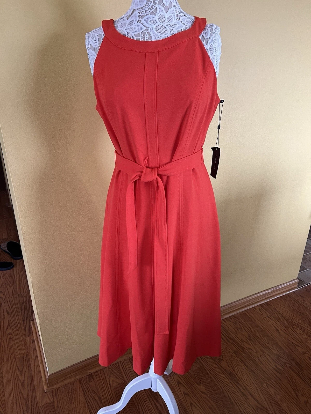 Tommy Hilfiger Midi Dress Belted Women Size 14 NWT