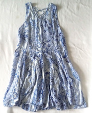 Altar'd State Dress Blue White Crisscross Tie Back Sleeveless Sz S Boho Batik 