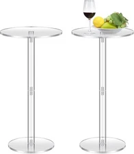 2 Pcs Acrylic Drink Table 10" L x W x 24.2" H Side Transparent 