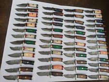 Lot of 20 8 INCH HANDMADE DAMASCUS STEEL SKINNER HUNTING KNIVES WITH SHEETS