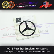 W213 SEDAN Mercedes MATTE BLACK Star Emblem Rear Trunk Lid Logo Badge AMG E350