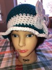 TEAL BLUE Sparkly Fall WINTER CLOCHE BEANIE FLAPPER HAT HAND CROCHET new — photo 5