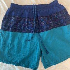 Vintage Surf Odyssey Swim Trunks Mens Large Colorblock 80s/90s Board Shorts