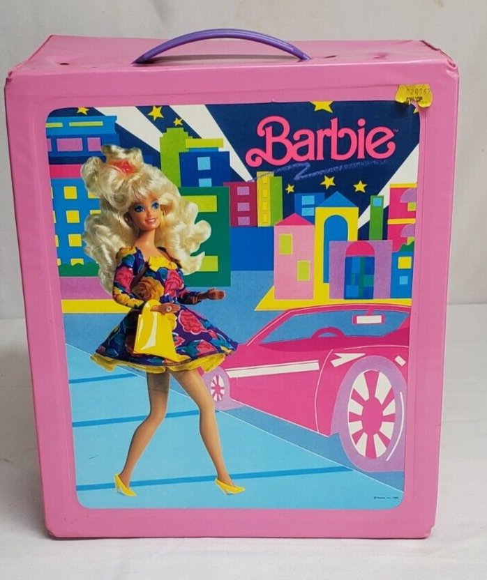 Vtg 1989 Mattel BARBIE Pink Double FASHION DOLL CASE Carrying